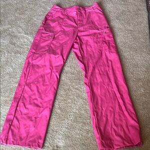 Vibrant Pink Wide-Leg Pants Cargo style Multi Pocket Barbie vibe